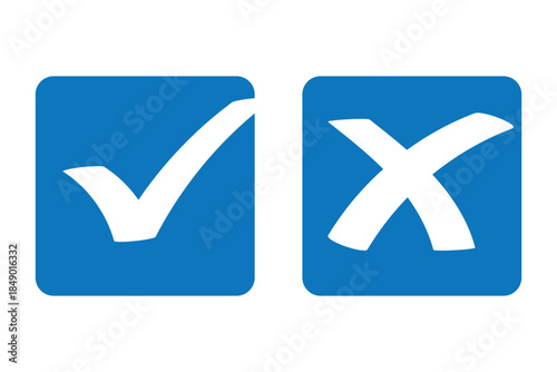 check mark icons. green check mark and red cross mark icon set. green tick and red x. symbols of approval and Decline, vector illustration