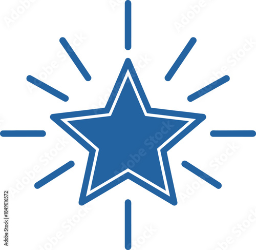 A blue star icon with radiating lines, symbolizing sparkle, shine, or importance.