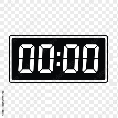 A black digital display showing 00:00, representing a timer or clock at its starting point, with a transparent background.