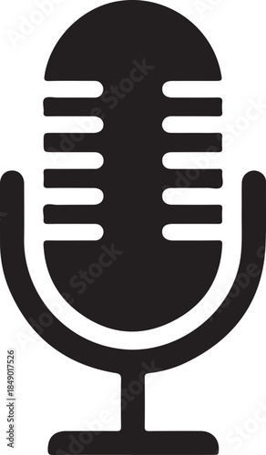Black and white microphone with sound waves