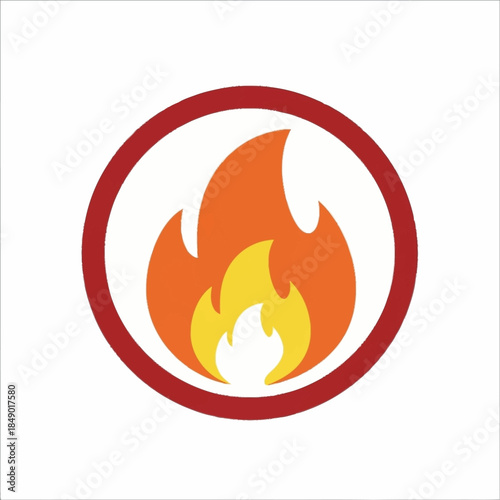 A stylized graphic of a burning fire icon within a red circle.