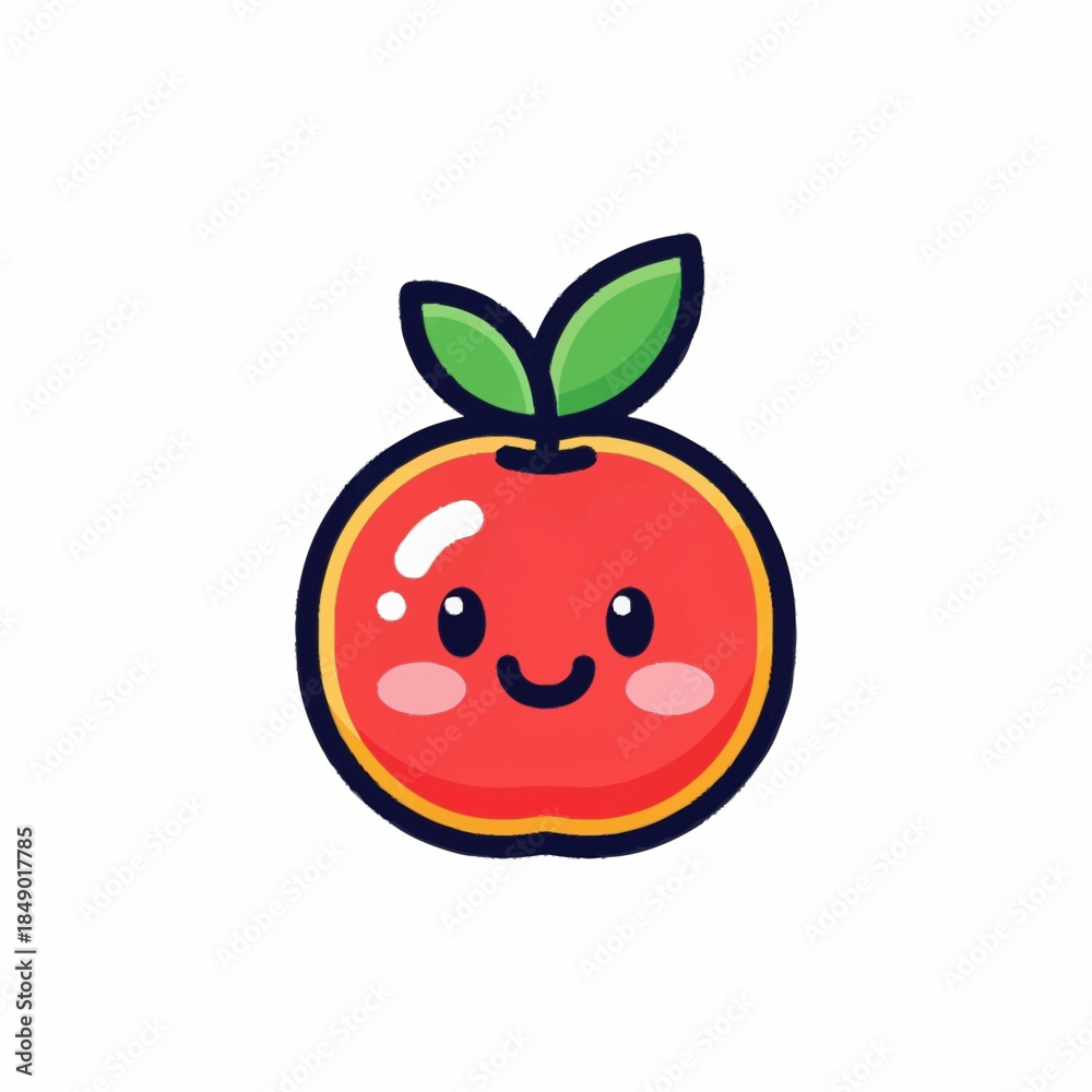 Obraz premium Cute Kawaii Orange Fruit Character with Happy Face.