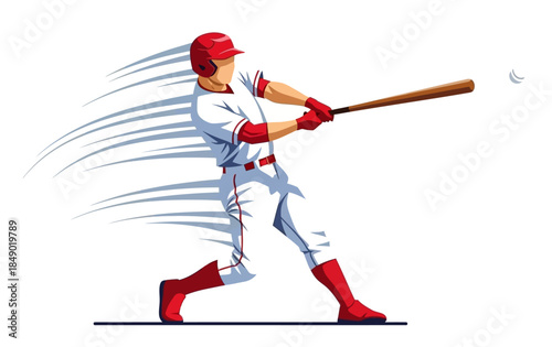 Dynamic Baseball Player Swinging Bat at Ball Action Illustration for Sports Marketing and Advertising baseball