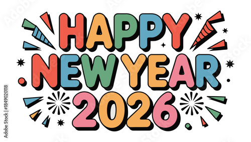 Colorful Celebration: A festive illustration for the upcoming New Year, radiating vibrancy and joy.