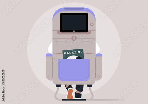 Passenger feet are seen peeking out from under airplane seats, relaxed and ready for the journey, The scene captures a cozy moment of travel and leisure.