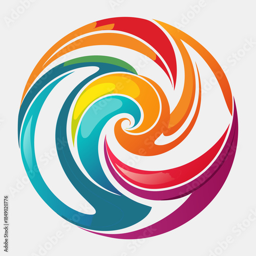 Vibrant rainbow swirl design element for creative projects