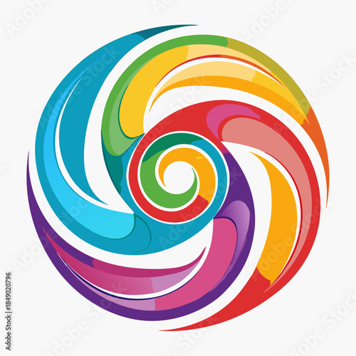 Vibrant multicolored swirl design with dynamic spiral pattern