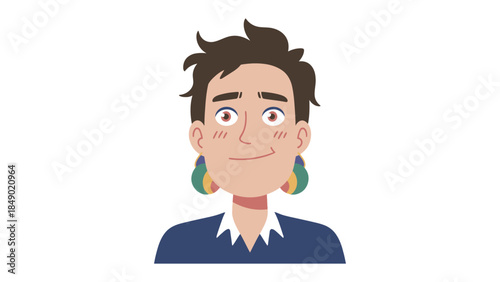 Smiling Profile Portrait: A captivating profile portrait captures the essence of a woman, radiating a sense of approachability, confidence, and serenity, with a subtly whimsical touch.