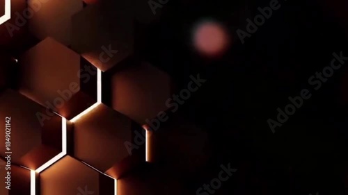 Golden Hexagons in the Shadows: A captivating display of interconnected golden hexagons glows softly, casting subtle shadows on the backdrop.