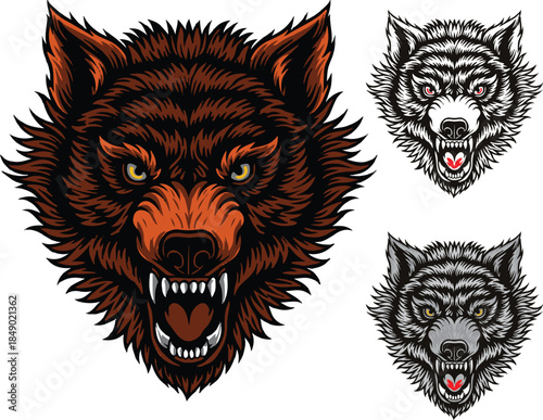 Grey & Color Wolft Illustration