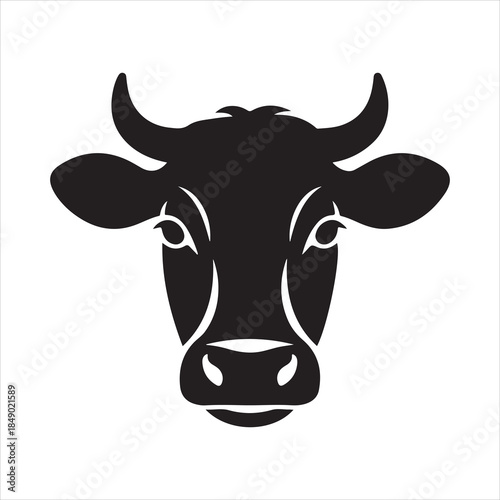 Bull and cow head icon, Cow icon, Cow head Vector Illustration silhouette