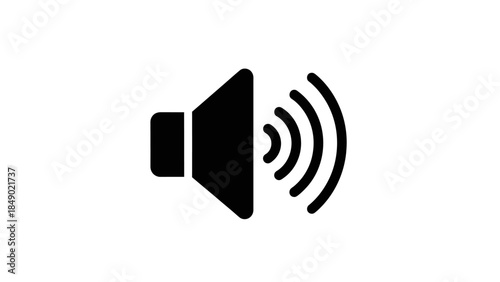 Simple Black Sound Volume Audio Icon on Isolated White Background