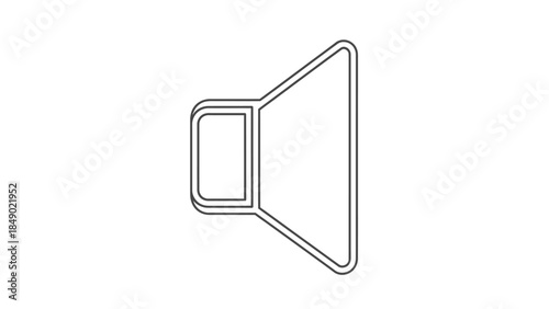 Minimalist Outline Speaker Icon Symbolizing Volume or Audio on Isolated White Background