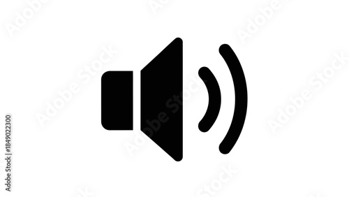 Vector illustration of a glossy 3D audio speaker icon and music sound symbol set on a circular web button for internet technology and business design concepts