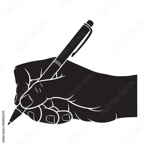 Hand writing with pen silhouette illustration for education and business con