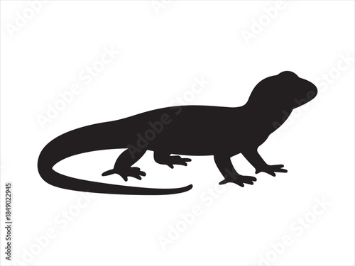 Variant style of lizard silhouette vector, flat lizard vector illustration, Sand lizard silhouette vector isolated flat illustration