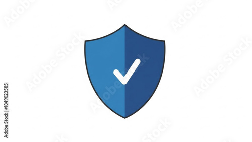 Blue shield with a white checkmark representing security and protection ideal for safety concepts and digital verification