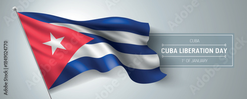 Cuba happy constitution day greeting card, banner vector illustration