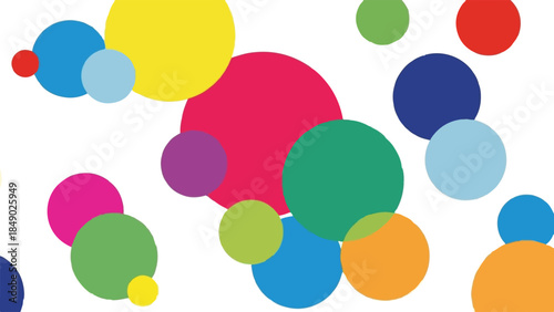 Randomly scattered multicolored circles vector background. Abstract vibrant dots pattern illustration.