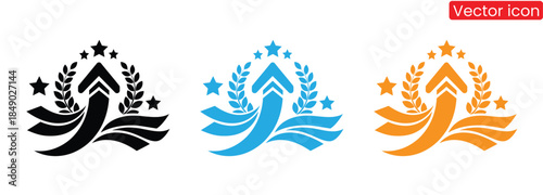 Award winning vector logo with laurel wreath and stars