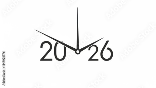 Visual Representation of Time: A minimalist clock design presents the numerals 20 and 26, symbolizing the passage of moments and the abstract concept of time.