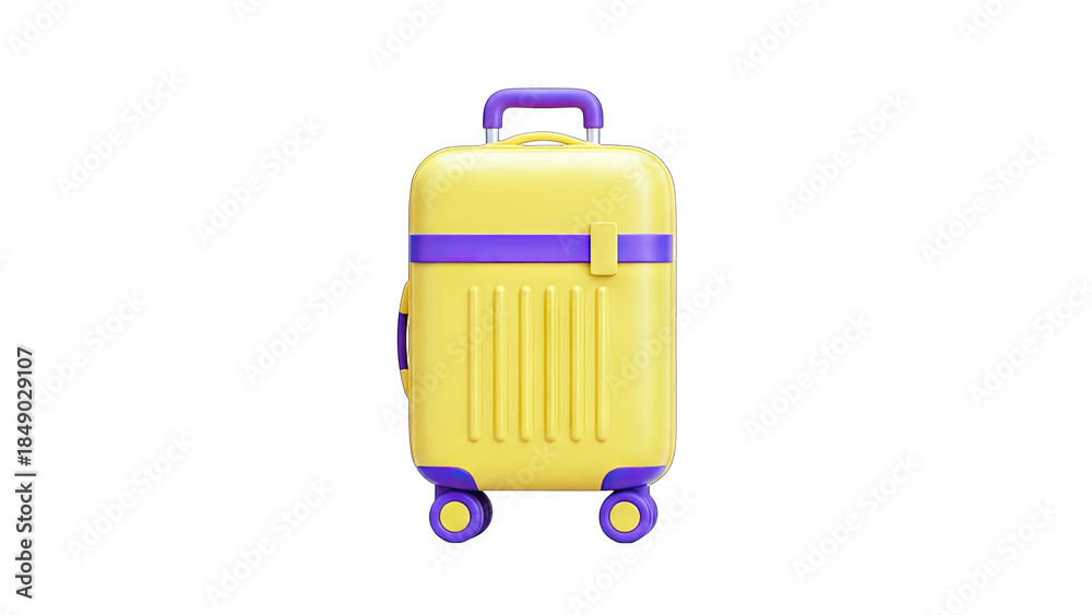 Fototapeta premium Yellow Suitcase on White Background: Travel Concept