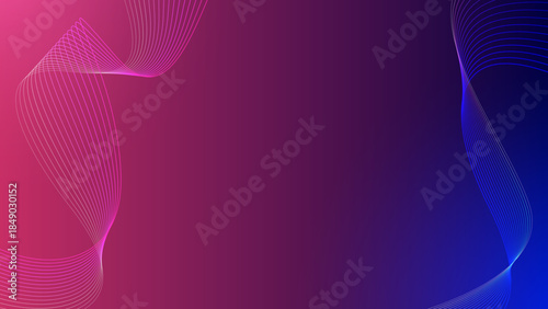 A vibrant abstract background with flowing pink and blue wavy lines on a gradient purple backdrop, creating a dynamic and modern design.