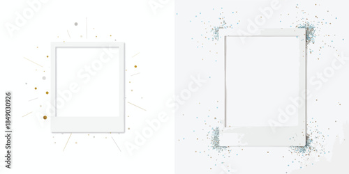 Polaroid Christmas Frame. Vector, minimalist, illustration, icon set.