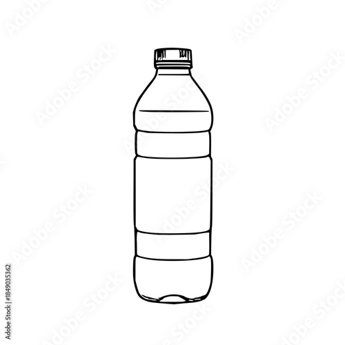 Minimal black line art of reusable water bottle isolated on white background.