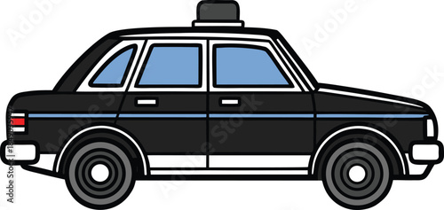 Modern Black Taxi Cab Vector - City Transport and Public Service