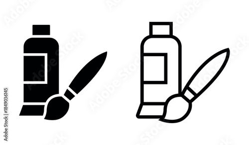 Minimalist Painting tube vector icon set.Related to drawing, paint, tool, tube and vector illustration.
