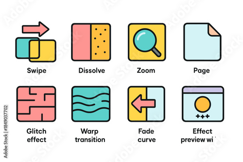 User interface flat icon set. Navigation, tools, effect icons flat collection
