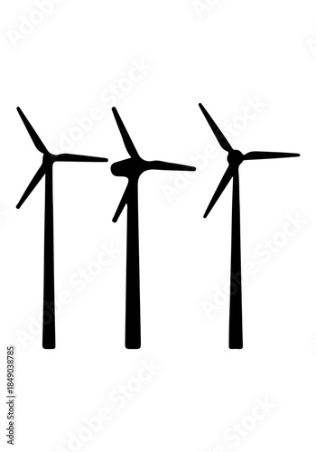 Wind turbine silhouette, collection of wind turbine vectors, black vector of wind turbines