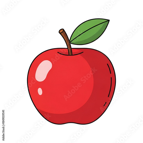 Vibrant red apple illustration, a symbol of health and fresh nutrition. Perfect vector graphic for healthy eating concepts, organic food designs, and natural fruit themes