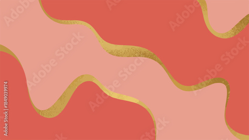 Luxury abstract pattern with coral pink and gold elements in a modern design viewed from directly above.