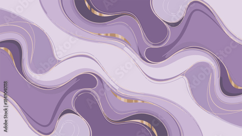 Luxury abstract pattern with lavender purple and gold elements in a modern design viewed from above