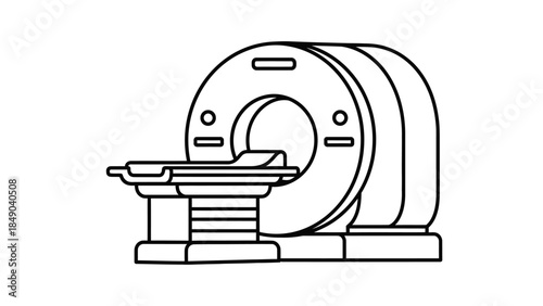 Outline icon of an MRI machine, representing advanced medical imaging and diagnostic technology on an isolated white background.