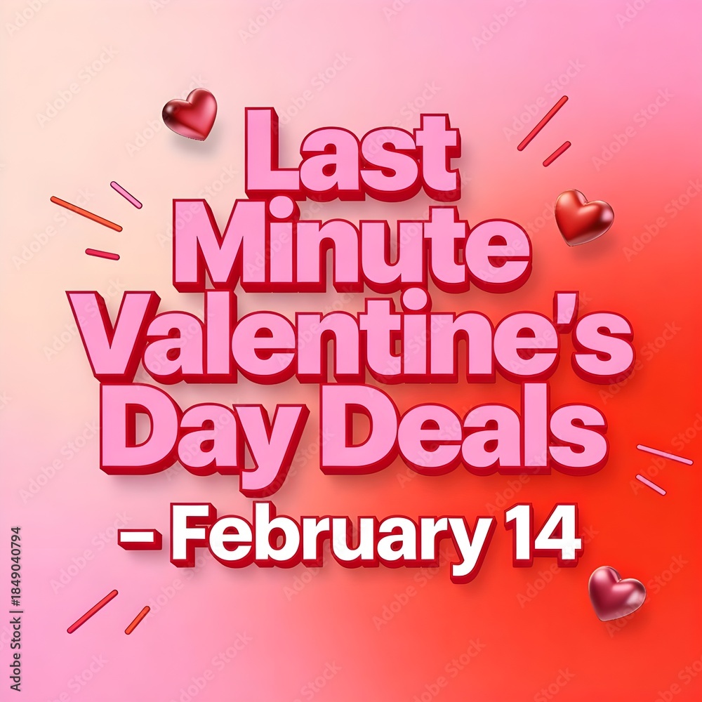 Fototapeta premium Last Minute Valentine’s Day Promotion with February 14 Text