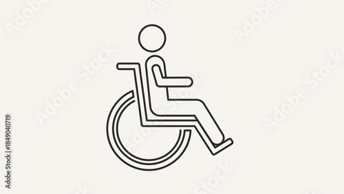 Wheelchair Outline Icon for Mobility and Accessibility Support in Light Gray Background