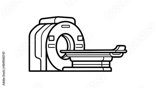 MRI Scan Machine Outline Isolated White Background for Medical Diagnostic Imaging