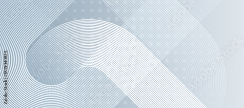 Abstract white and grey gradient geometric DOT background. White diagonal rounded lines pattern. Minimal geometric.