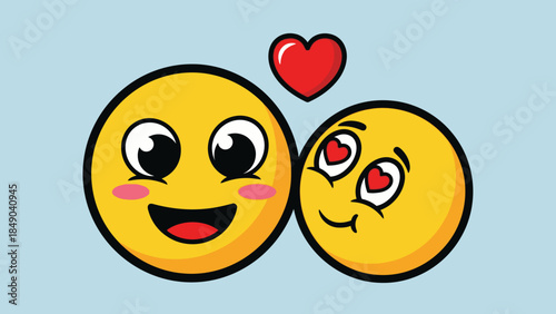 Happy Couple Emojis in Love, expressing affection and romantic feelings with hearts on a light blue background.