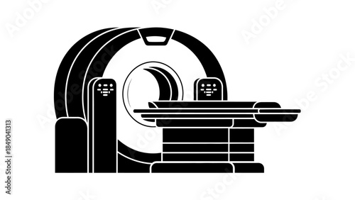 CT scanner illustration: A simplified yet striking illustration of a CT scanner, a crucial tool in modern medicine for diagnostic imaging.