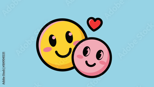 Affectionate Emoji Embrace: Two charming emojis, a parent and child, share a tender moment filled with love and warmth.