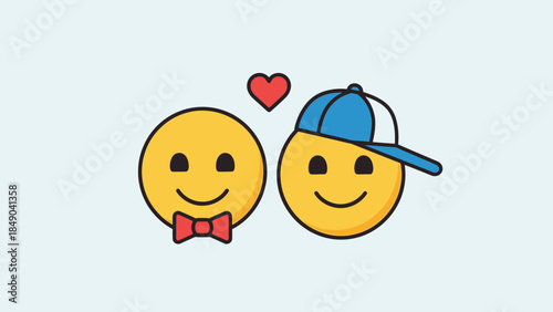 Emoji in Love: Adorable emoji characters express love and affection, a perfect illustration for Valentine's Day.