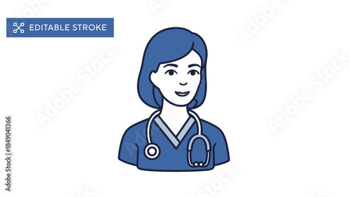 Medical Professional Icon: Clean and modern illustration of a medical professional, symbolizing health, care, and expertise.
