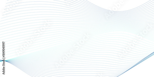 Abstract flowing blue wave lines with smooth curves and clean white space, futuristic technology data stream and digital network mesh vector background for modern digital design