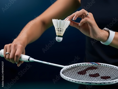 Action-Packed Badminton Player Demonstrating Smash Technique with Shuttlecock and Racket in Intense Sports Play