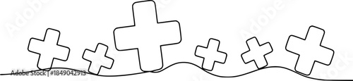 Plus signs in varying sizes arranged along a wavy outline symbol symbols