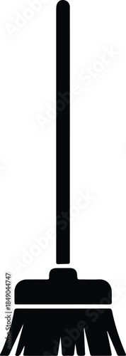 Silhouette Broom Cleaning Tool Household Icon Vector Illustration